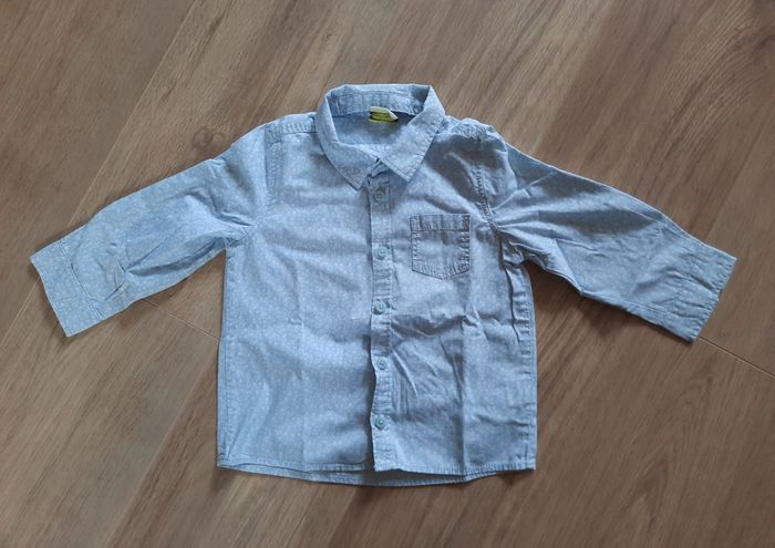 Chemise manches longues imprimé bleu ciel et blanc TAO 2 ans/23 mois
