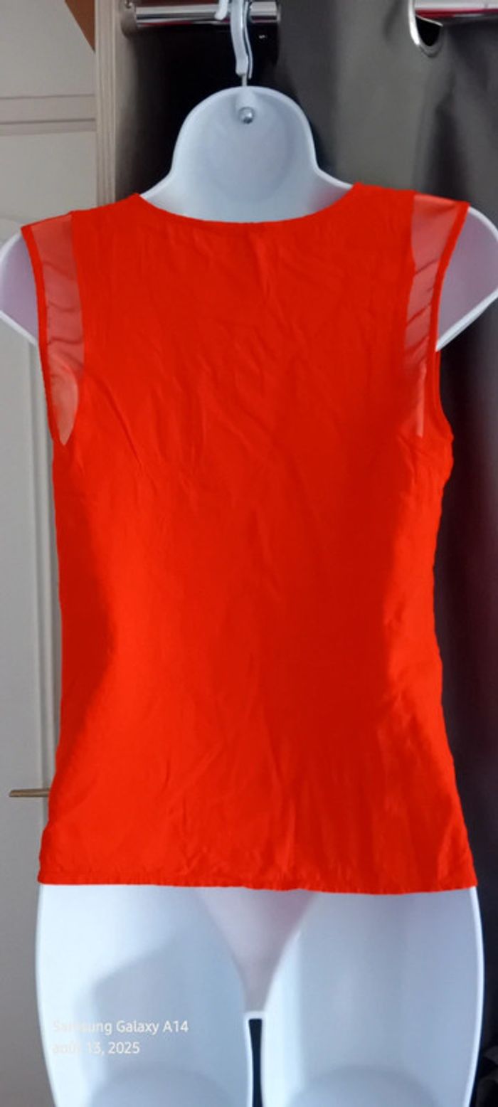 Blouse sans manches bimatiere col V boutonné gaufré orange femme 38 naf naf - photo numéro 12