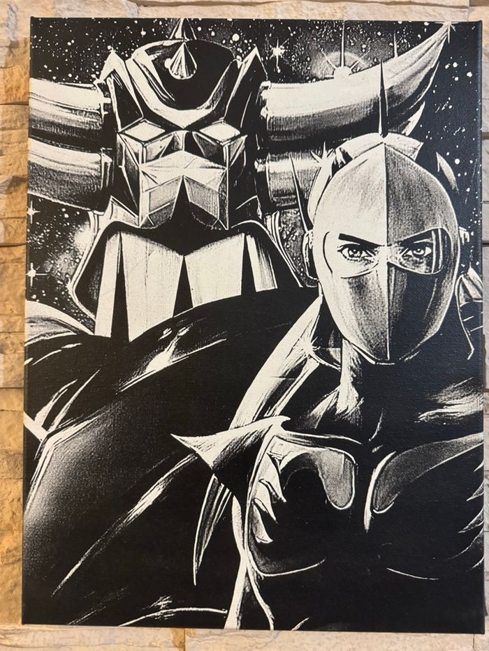 Tableau Goldorak et Actarus style rétro en toile 30x40cm - photo numéro 2