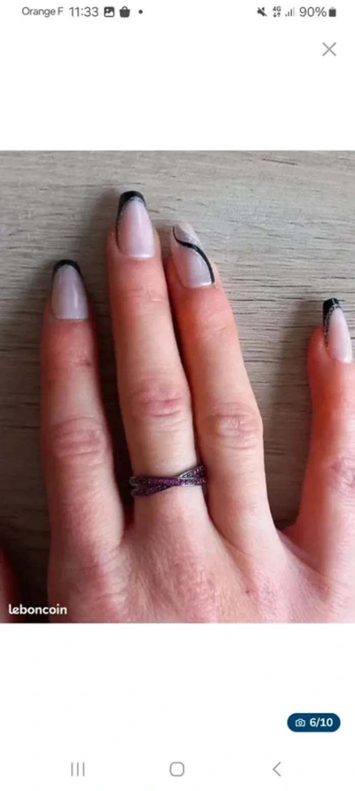 Bague acier noir et rose taille 57 - photo numéro 2