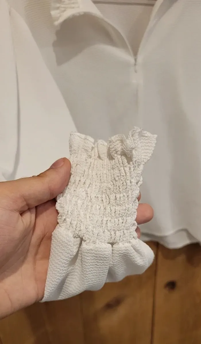 Blouse blanche Shein à col smocké et manches longues – Taille S - Blanc - photo numéro 3