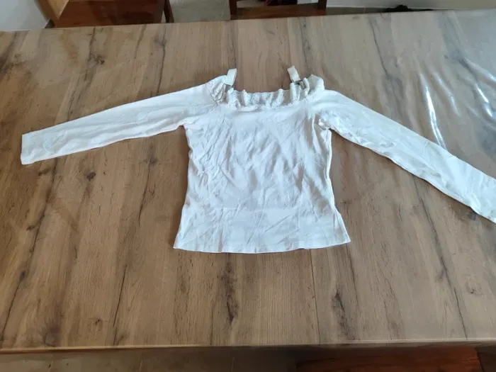 Blouse JNY Blanche, Taille M - Détails Dentelle Raffinés ! - photo numéro 3