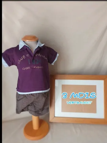 Ensemble polo manches courtes et bermuda Vertbaudet garçon 3 mois