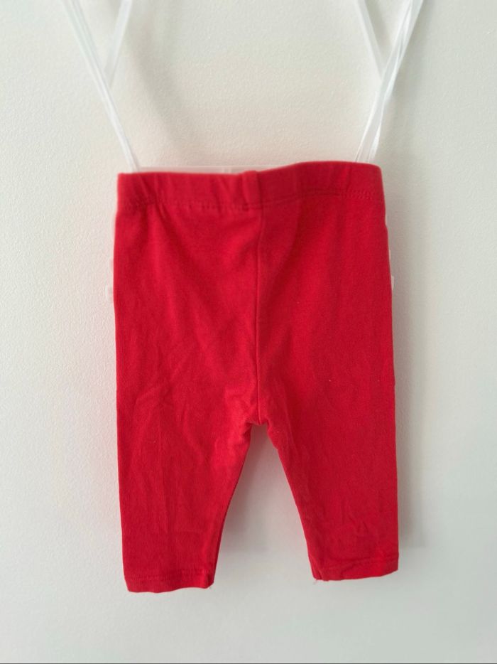 Ensemble robe legging bébé 3 mois rouge à fleurs - photo numéro 4