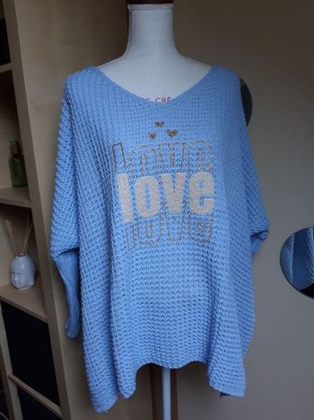 Pull grande taille bleu ciel