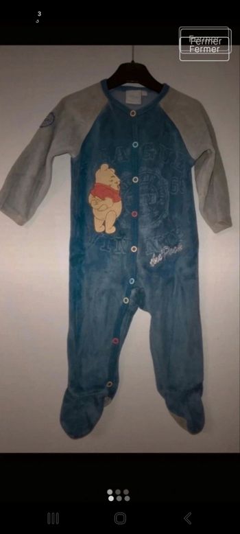 Grenouillère garçon disney winni l ourson 6 mois