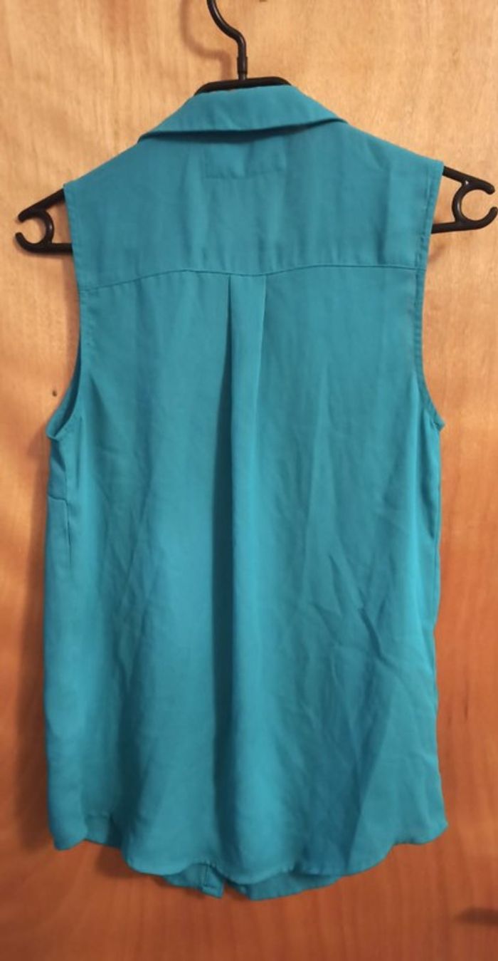 Chemisier fluide vert sans manches Mim - photo numéro 4