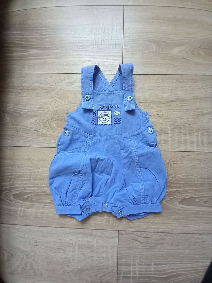 Ensemble chemise manche courte short salopette bleu 3 mois - photo numéro 2