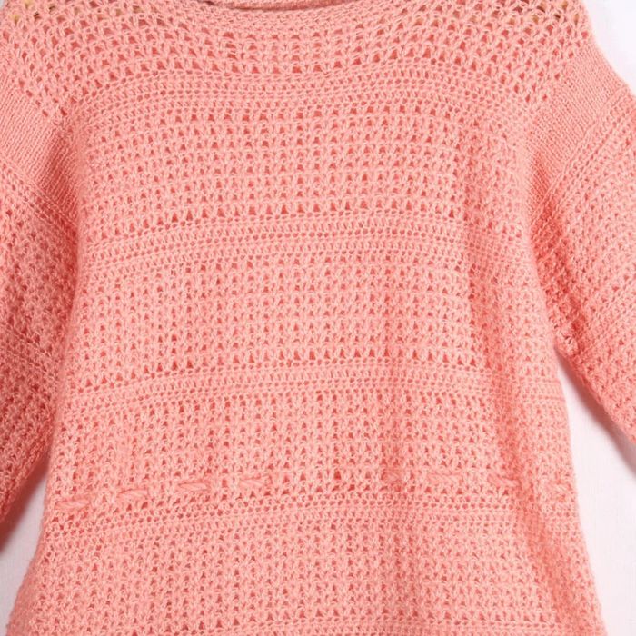 Superbe tricot en laine rose pastel fait main (#23431) - photo numéro 2