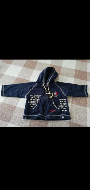 Gilet 12 mois zippé à capuche marine