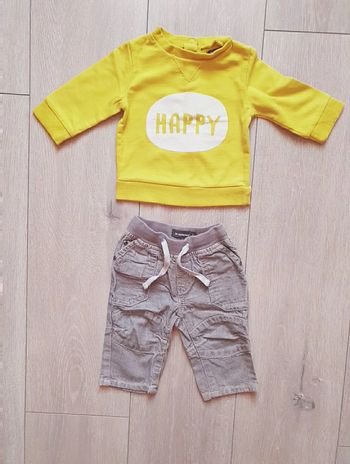 Ensemble Sweet +pantalon. Garçon 3 mois. Marque Kiabi/ In extenso