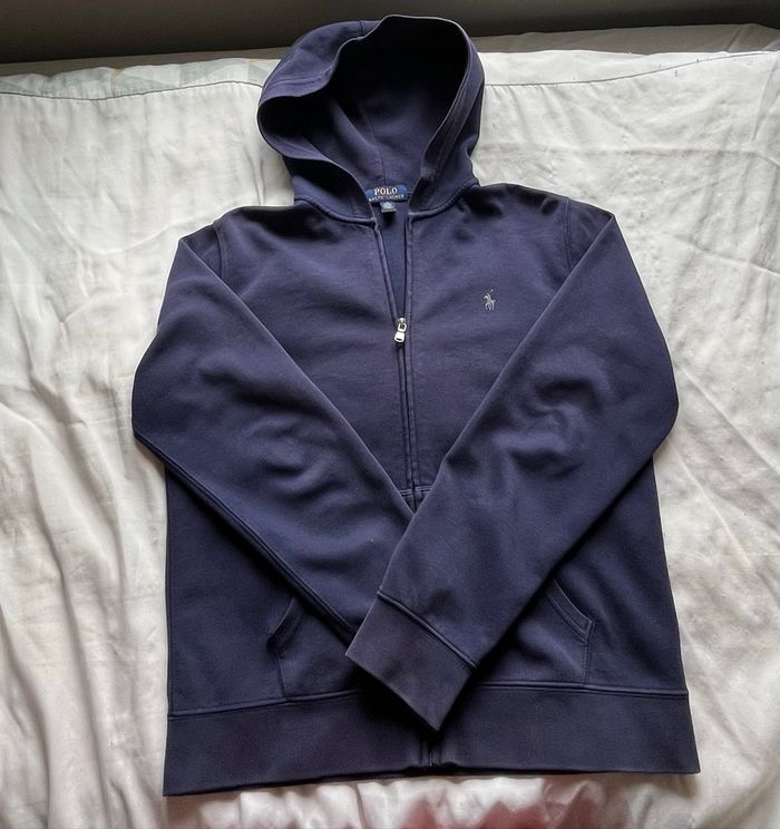 Sweat Ralph Lauren zippé bleu 🔵, à capuche - photo numéro 3