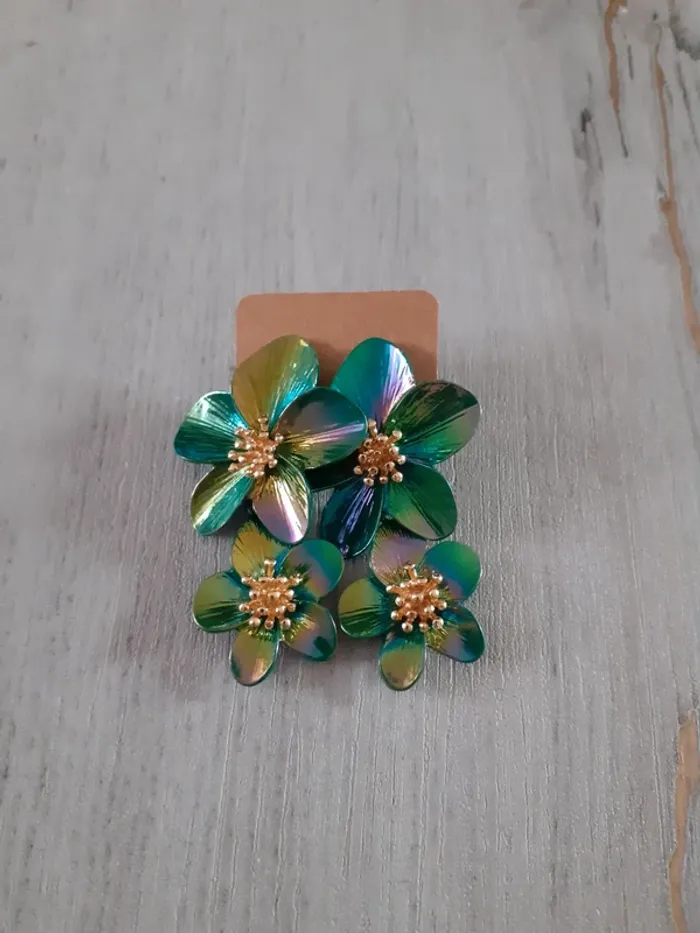 Boucles d'oreilles 2 fleurs