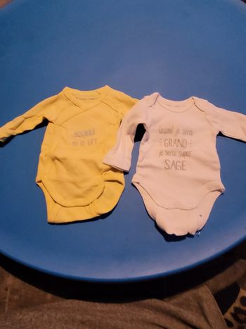 2 bodies manches longues 1 mois gemo