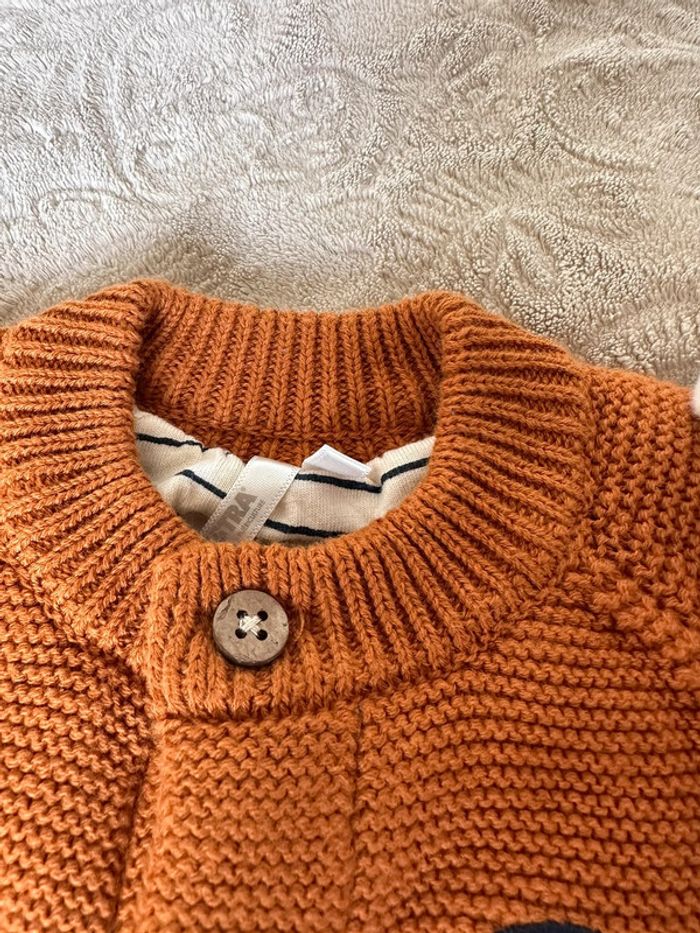 Gilet en tricot point mousse badge brodé ourson pour bébé garçon 3 mois Orchestra - photo numéro 5