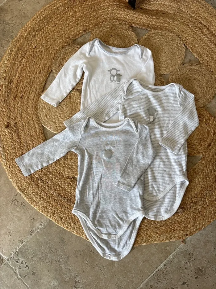 Lot de 3 bodies 9 mois Obaïbi