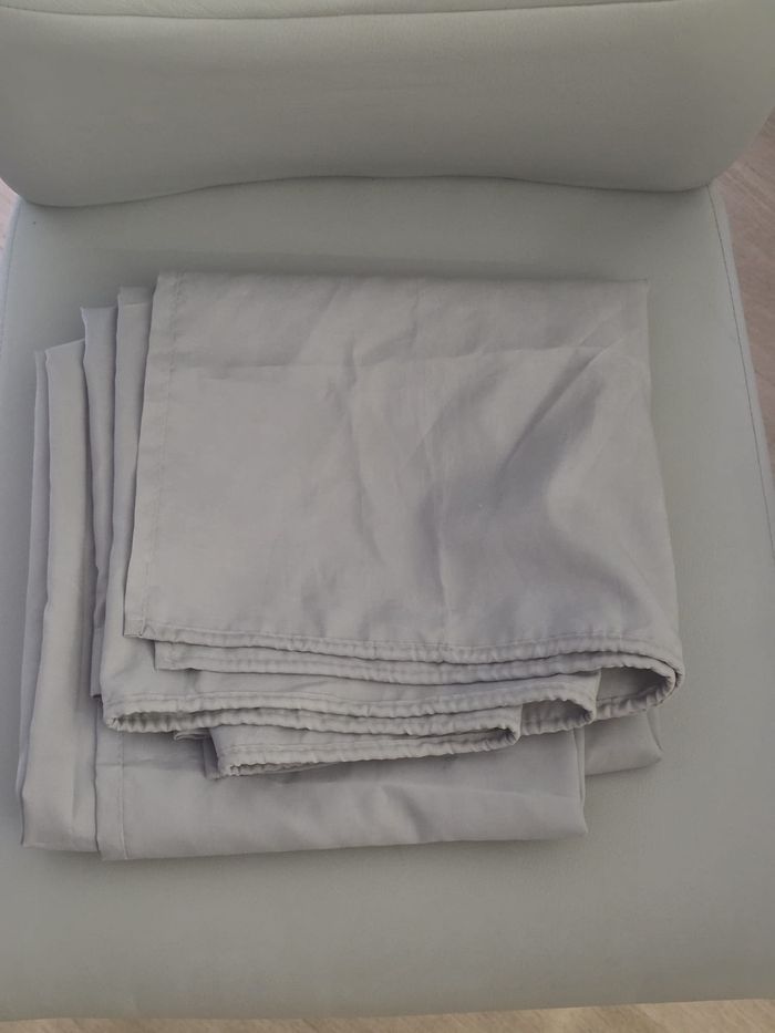 🚿 Rideau de douche gris à œillets – tissu imperméable - photo numéro 2