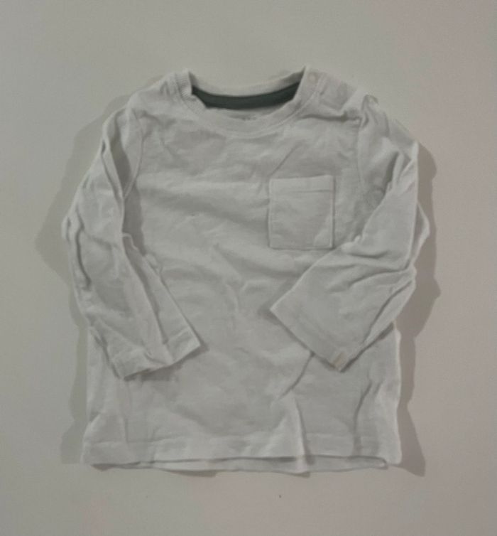 Tshirt blanc manches longues - 9 mois - Kiabi