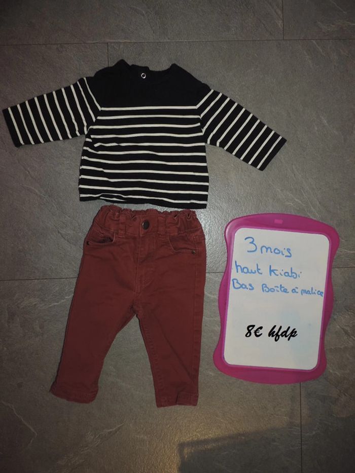 ensemble 3 mois haut kiabi bas boite a malices