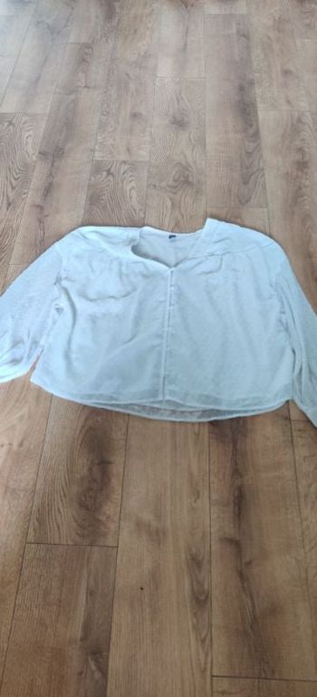 Blouse fluide blanche à pois XL