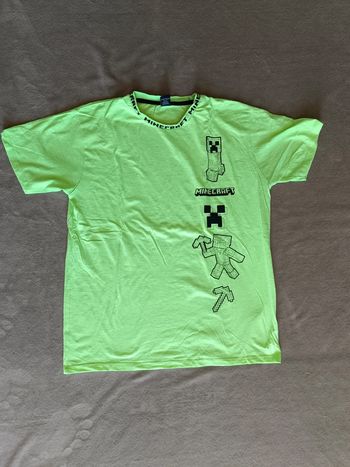 T-shirt jaune fluo Minecraft taille 14 ans