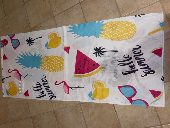 Home Laval Rideau de douche de bain Modèle Hello Summer ananas 150 x 180 cm Comme neuf