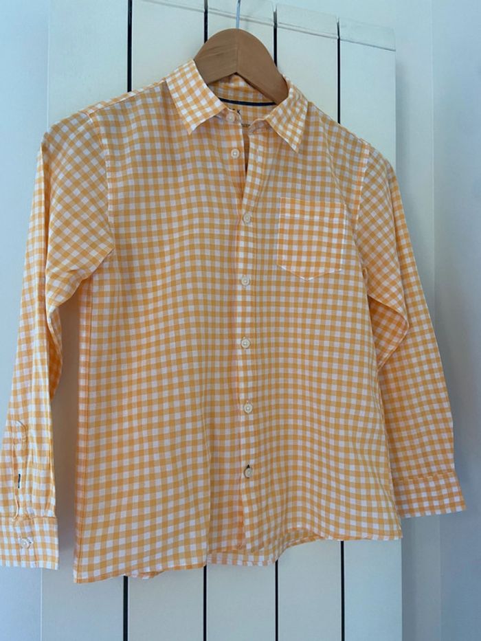 Chemise en coton vichy jaune et blanc Monoprix taille 10 ans