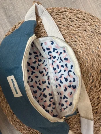 Sac banane Bensimon bleu intérieur imprimé léopard neuf