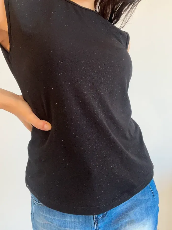 Débardeur y2k noir à paillettes taille L - photo numéro 2