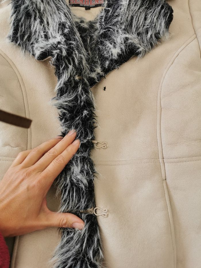 Manteau beige fourrure chaud S/M - photo numéro 8