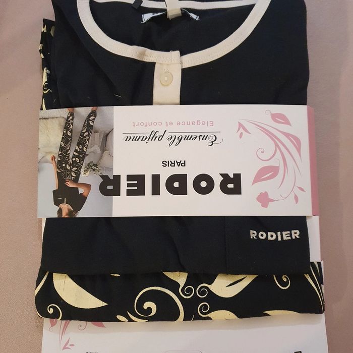 Pyjama femme 2 pièces noir et champagne taille L Rodier - photo numéro 6