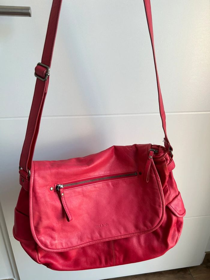Sac bandoulière cuir rouge framboise – Nat Nin – Modèle casual