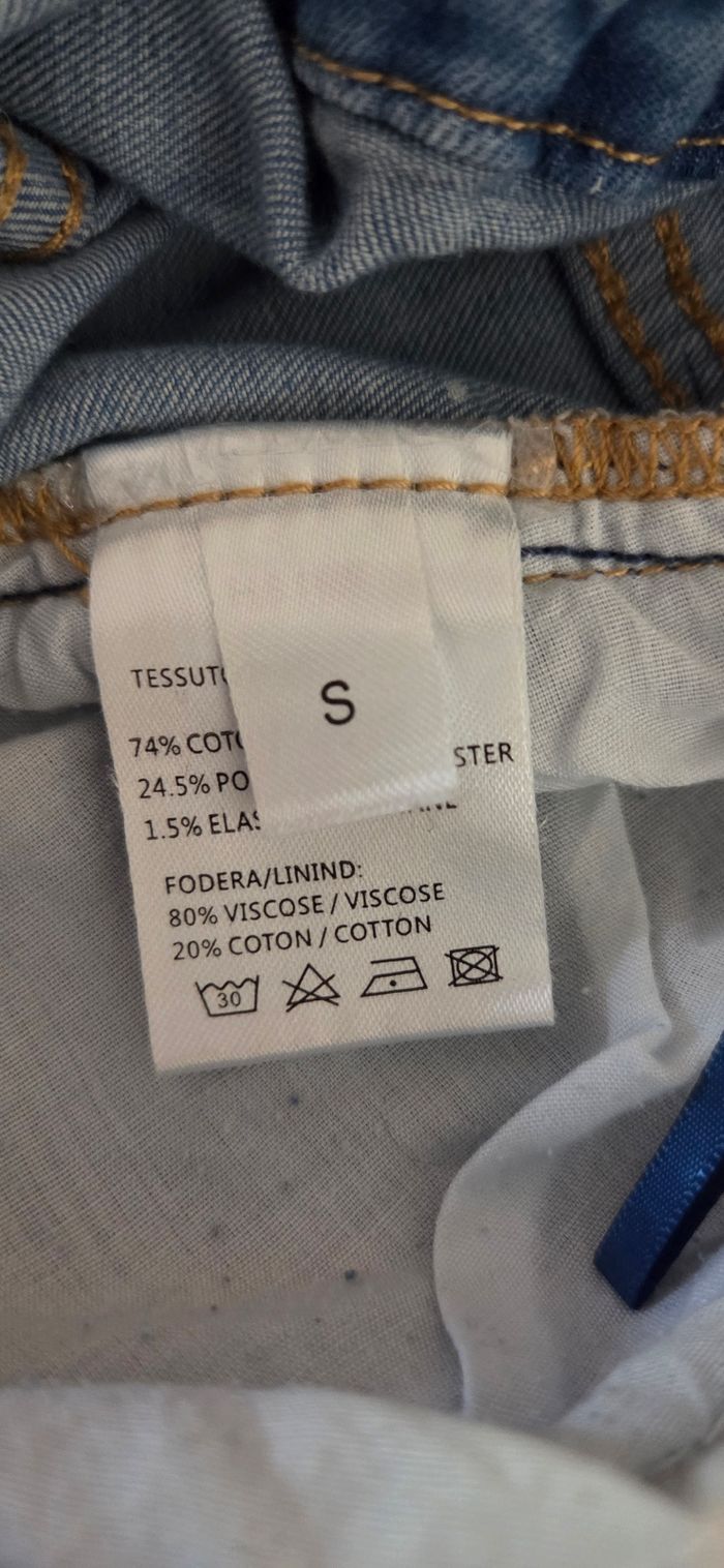 Jean boyfriend sarouel S denim stretch patch étoiles sequins taille élastique TBE - photo numéro 3