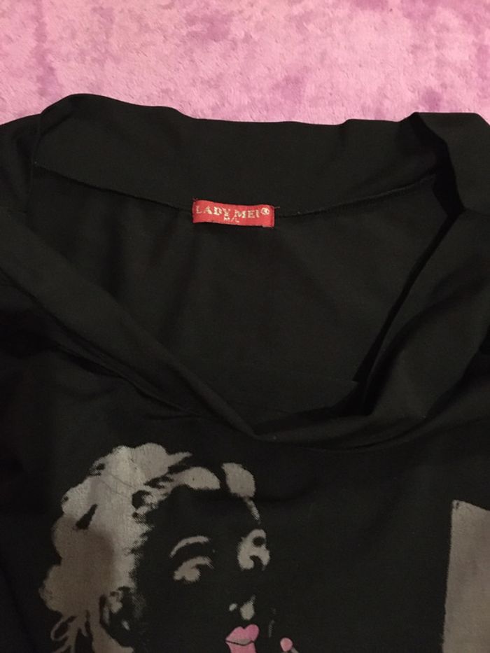 Tee-shirts noir extensible à motifs - photo numéro 5
