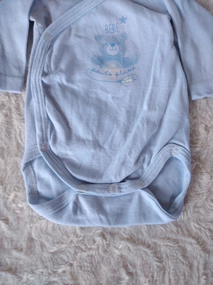 Body croisé manches longues Garçon 1 mois Ours Bébé poids plume Influx 100% coton bio - photo numéro 4