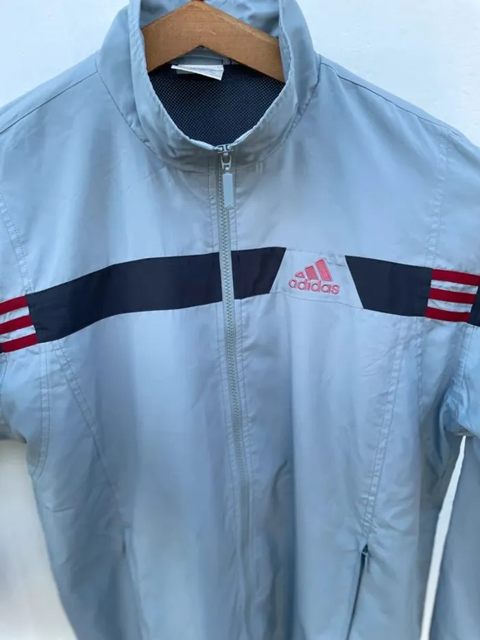 Adidas grey pink track jacket windbreaker Veste coupe-vent Mens Size XL - photo numéro 2
