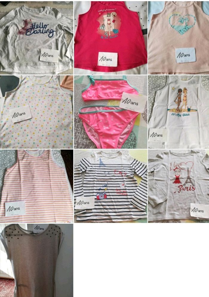 Lot 10 pièces fille taille 10 ans