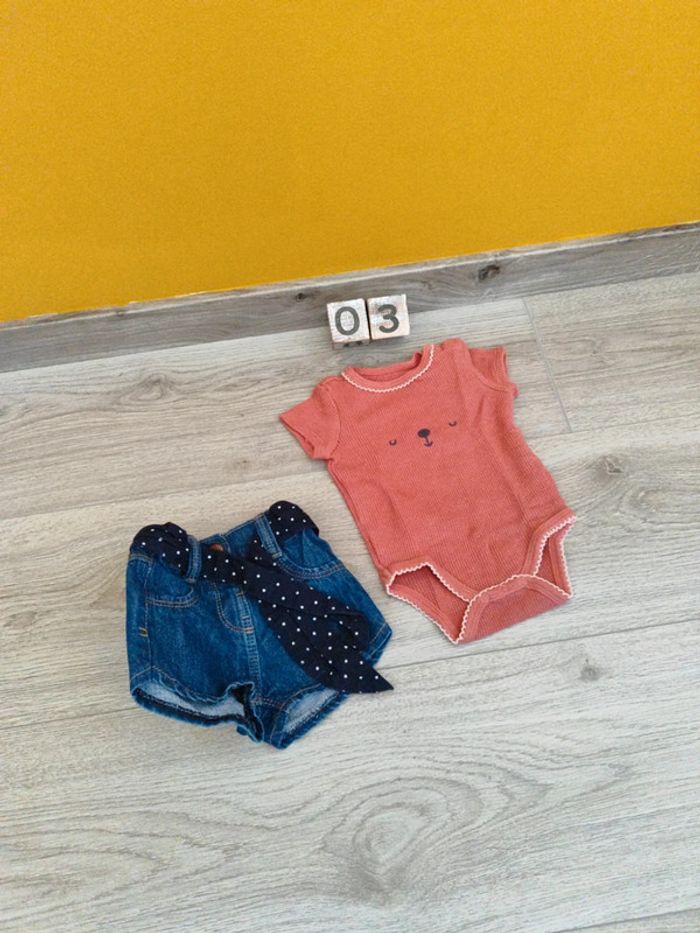 Ensemble bodies+short. 3 mois - photo numéro 2