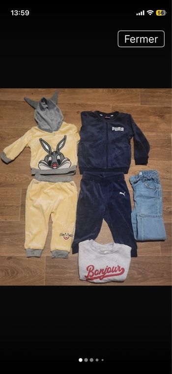 Lot de 3 ensemble puma pantalon pulls taille 12/18 mois 