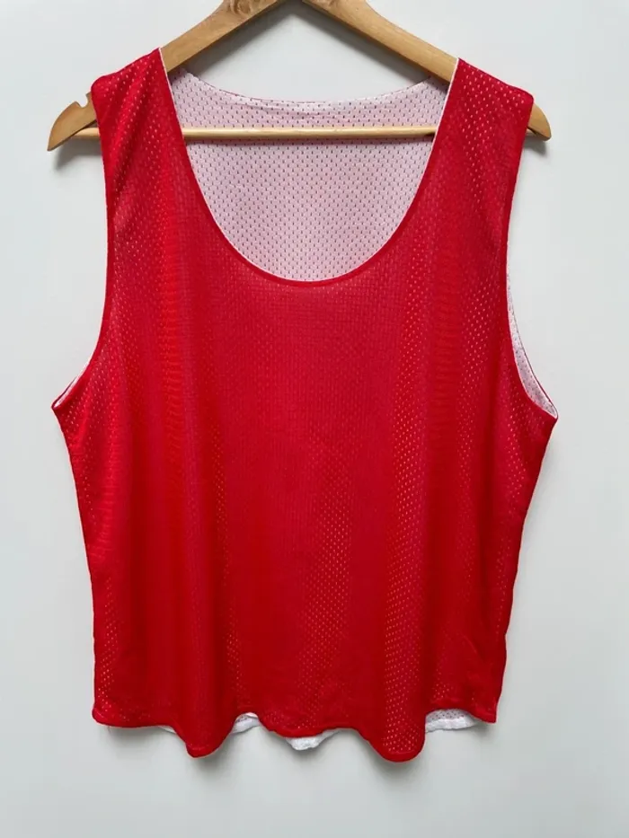 Reversible Mesh tank top jersey débardeur maillot sports red white Large
