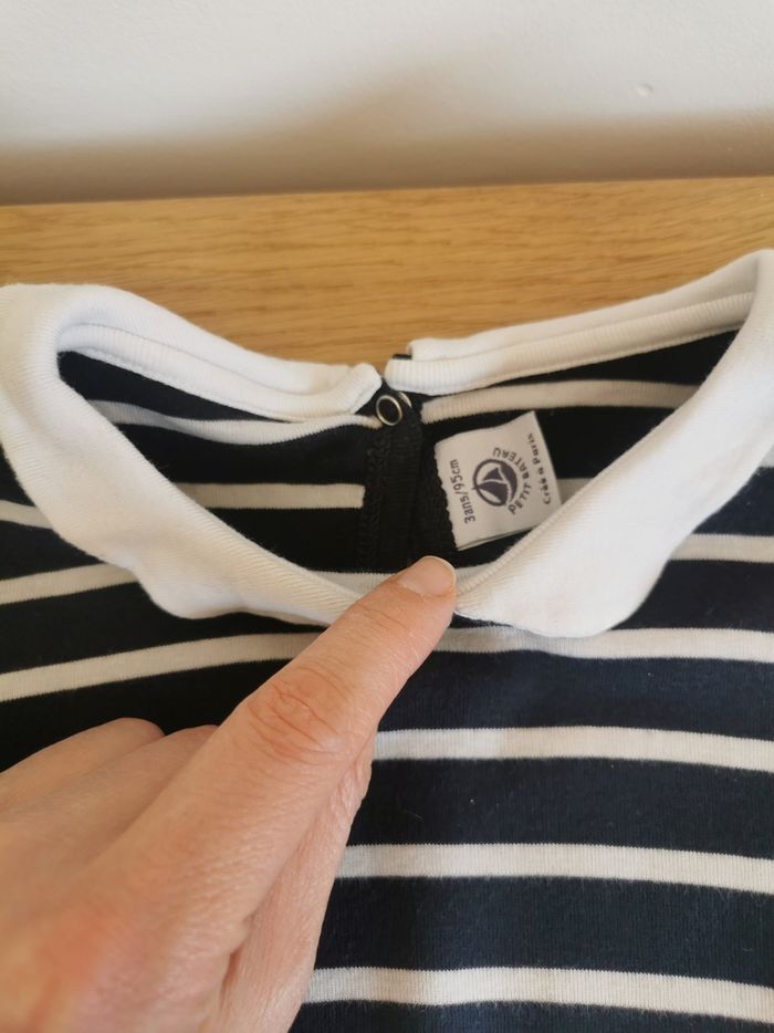T-shirt marinière à manches longues fille 3ans petit bateau Tbe - photo numéro 3