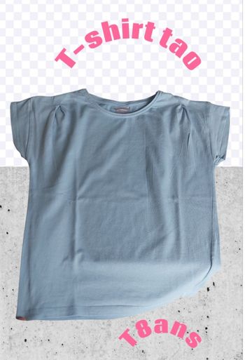 T-shirt bleu manche retroussé léger Tao 8ans