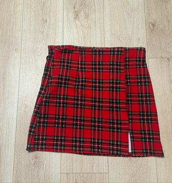 Jupe motif écossais fendue