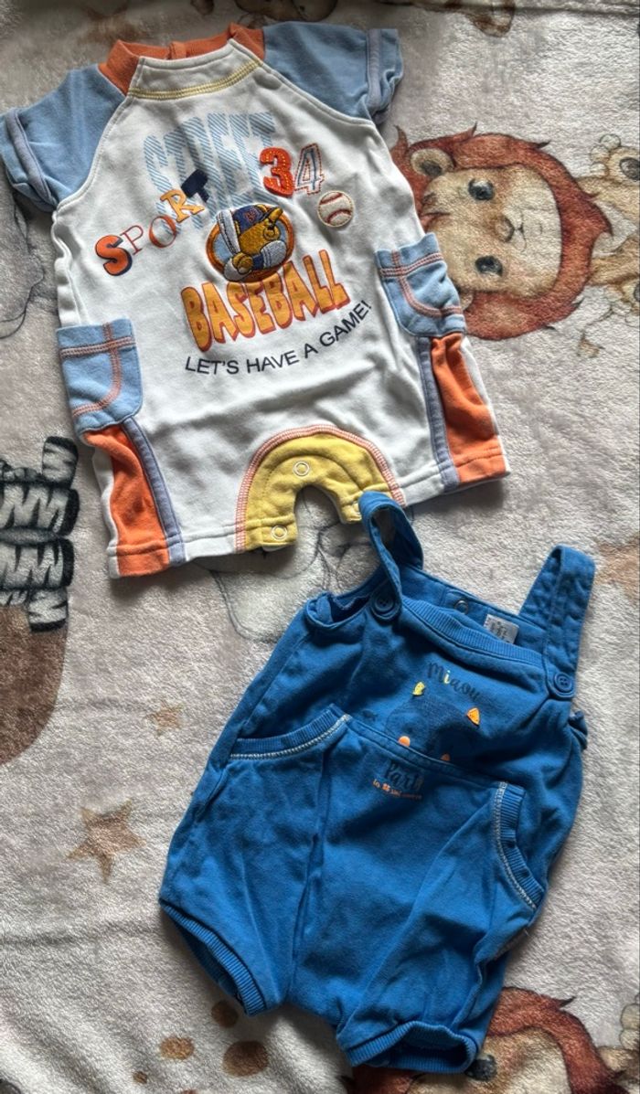 Lot d’une salopette et d’une combi taille naissance