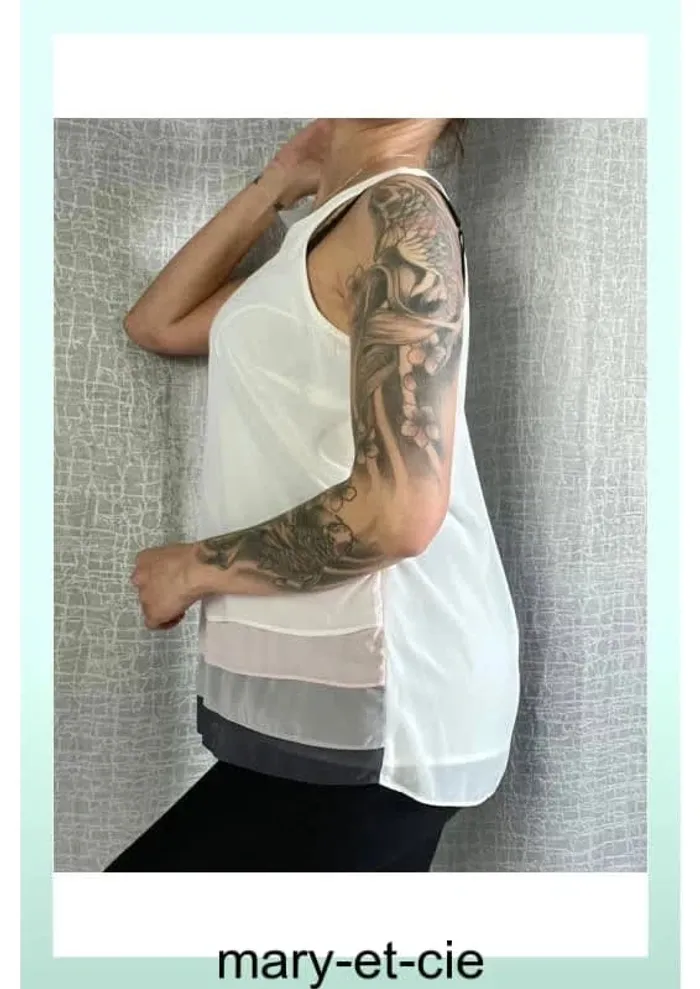 SOLDE - Blouse fluide sans manches taille 40 - Jacqueline Riu - photo numéro 3