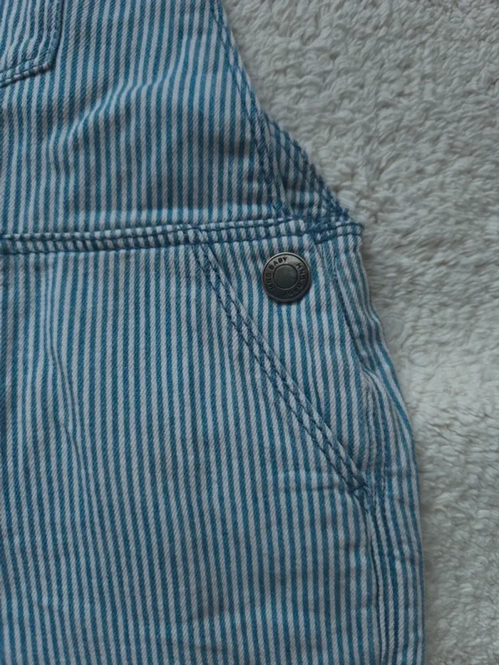Salopette short rayée bleu clair – Mango Kids – Taille 3-4 ans - photo numéro 2