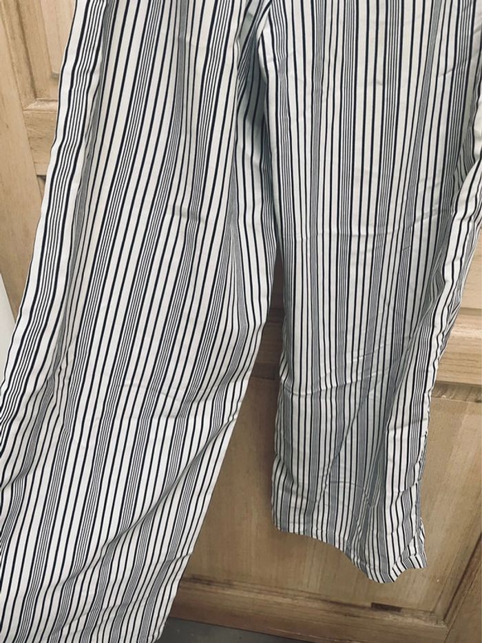 Pantalon fluide large à rayures avec ceinture nouée – Taille haute XS - photo numéro 11