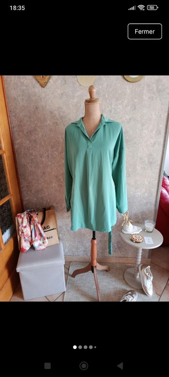 Mini robe Col chemise Vert d'eau 