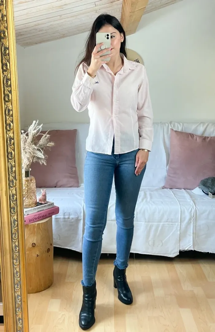 Chemisier Thomas Burberry rose et blanche taille 36 - photo numéro 2