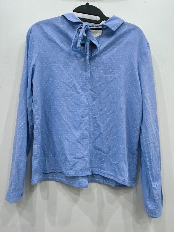 Blouse légère bleu ciel à pois blancs – Taille 38 - photo numéro 2